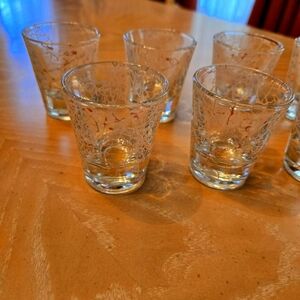 Rare Vintage Abstract Squiggles Shot Glasses, Barware